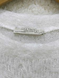 Zara White Fur Top
