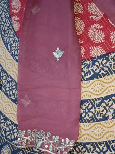 Beautiful Designer Gown With Attached Duppata And Waist Belt