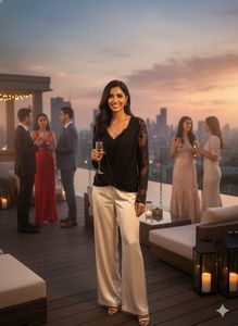 🖤Elite Noir Alert!River Island Draped Lace Top✨