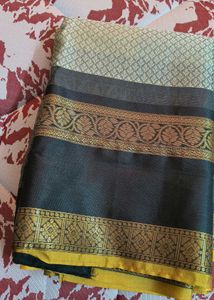 Beautiful Black And Yellow Saree