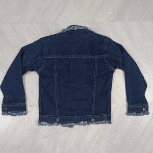 Y2K Denim Jacket with Frayed Detailing