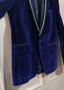 Navy Blue Velvet Blazer