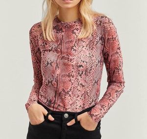 Pink Snake Print Long Sleeve Top