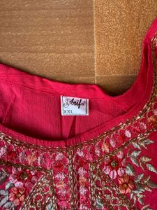 Pink Embroidered Kurta