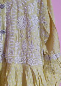 Yellow Embroidered Ethnic Gown