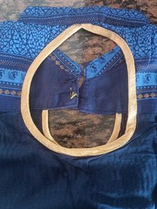 NEW Indigo Blue Printed Sleeveless Kurti/Gown