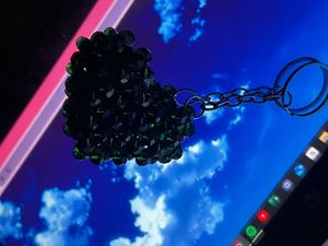 Green Beaded Heart Keychain