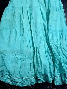 Soft Cyan Frock With Overcoat
