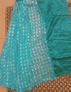 Teal Textured Patterned Fabric very new