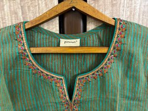 Chanderi Cotton Short Sleeve Kurta (S)