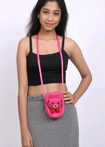 Cute Pink Teddy Bear Crossbody Bag