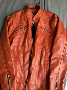 pinteresty oversized orange leather jacket