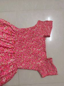 Pink Smocked Floral Dress