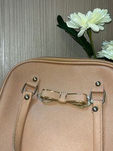 Peach Handbag with Bow Detail