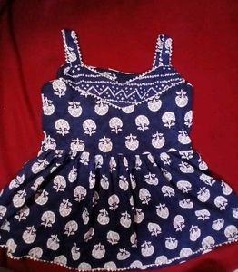 Blue &amp; White Short Kurti With Patiyala Shalwar