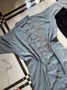 Grey Kurta With Black Plazo