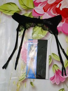 (1082)Black Lace Garter Belt Set