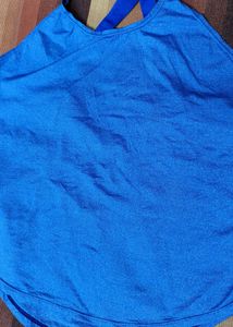 WBX Women Dri Fit Cross Back Blue Tank Top