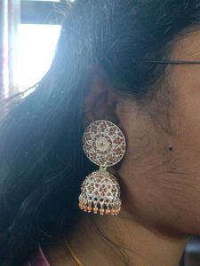 Jhumka Earrings - Turquoise &amp; Gold