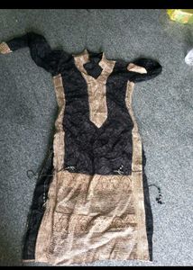 Black And Gold Embroidery Kurta