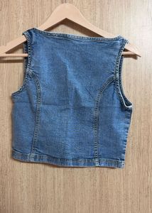 Denim Zip Crop Top