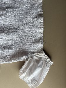White Smocked Off-Shoulder Crop Top