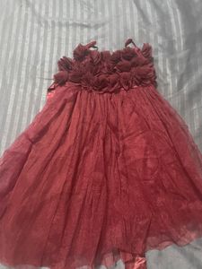 Maroon Party Dress For Kids