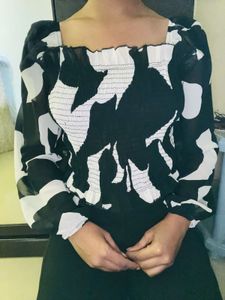 Patterned Long Sleeve Top