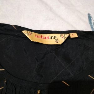 Black With Golden Printed Short Kurti