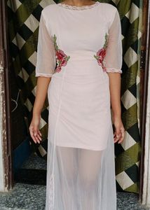 Floral Embroidered Sheer Dress