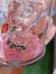 Cute Teddy Couple Glass Showpiece With Shimmer
