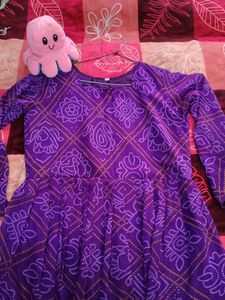 Elegant Purple Bandhani Maxi kurti