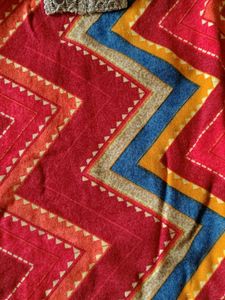 Red mirror work Chevron Print Kurta