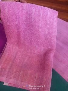 Pink Saree with Silver Embroidery