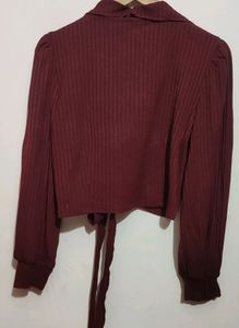Burgundy Color Winter Crop Shrug For 36 Bust