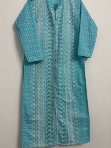 blue chikankari kurti