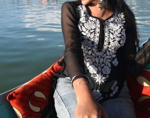BLACK चिकनकारी KURTI🌻