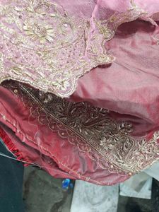 Pink dabka Embroidered Dress Material