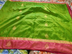 Green &amp; Pink korvai kanchipuram silk Saree
