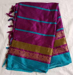 Pure Silk Saree With Gold Boarder