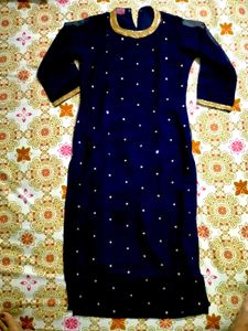 Navy Blue Sequin Work Kurta