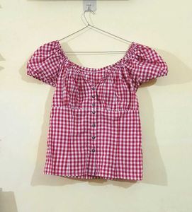 Red & White Gingham Top