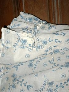 White Cotton Embroidered Top With Sequence
