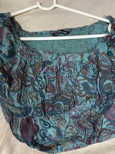 Paisley Print Long Sleeve Crop Top