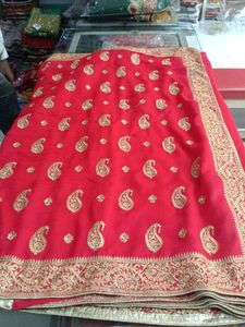 Red & Gold Paisley Saree
