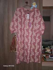 Dusty Rose Floral Print Kurti - Size XXL