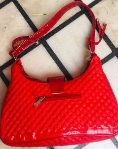 Red Quilted Shoulder Hand Bag