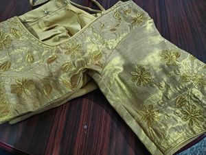 Beautiful Embroidery Golden Blouse