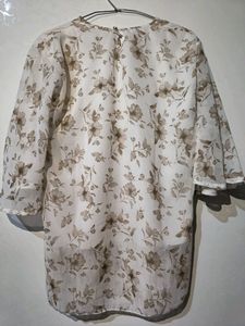 White Printed Top
