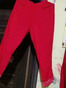 Red Kurti with Matching Pants